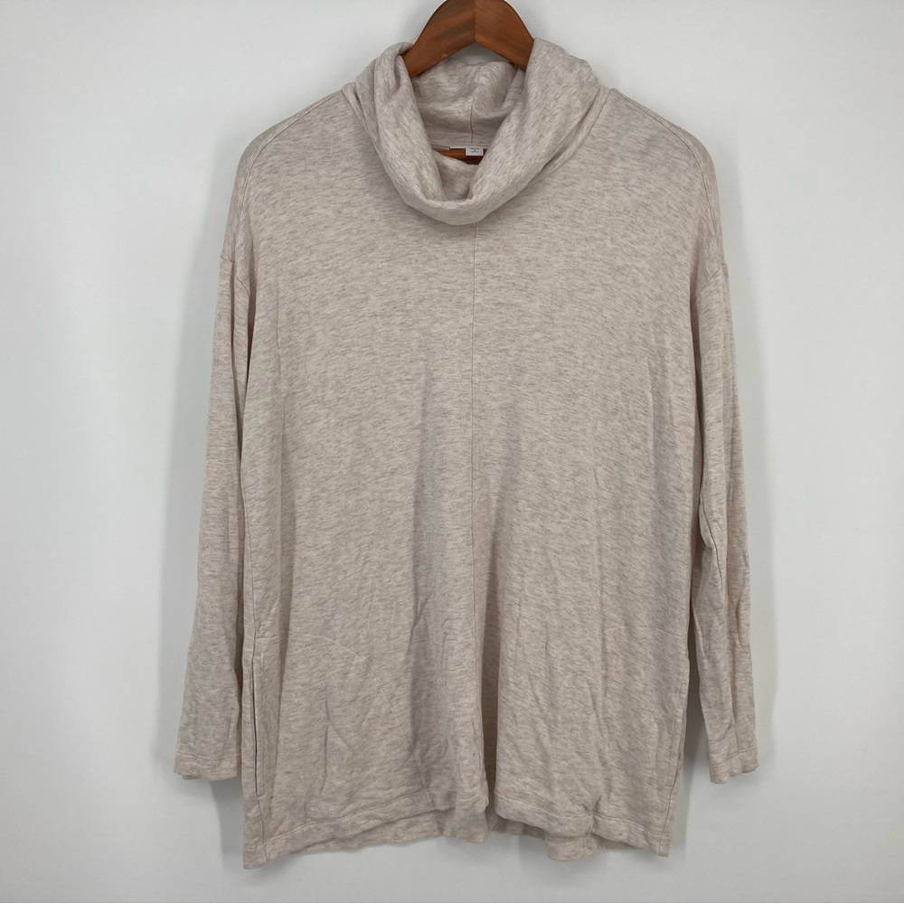 Purejill J. Jill Womens Cowl Neck Tunic Top Size M Petite Gray Pockets Very Soft